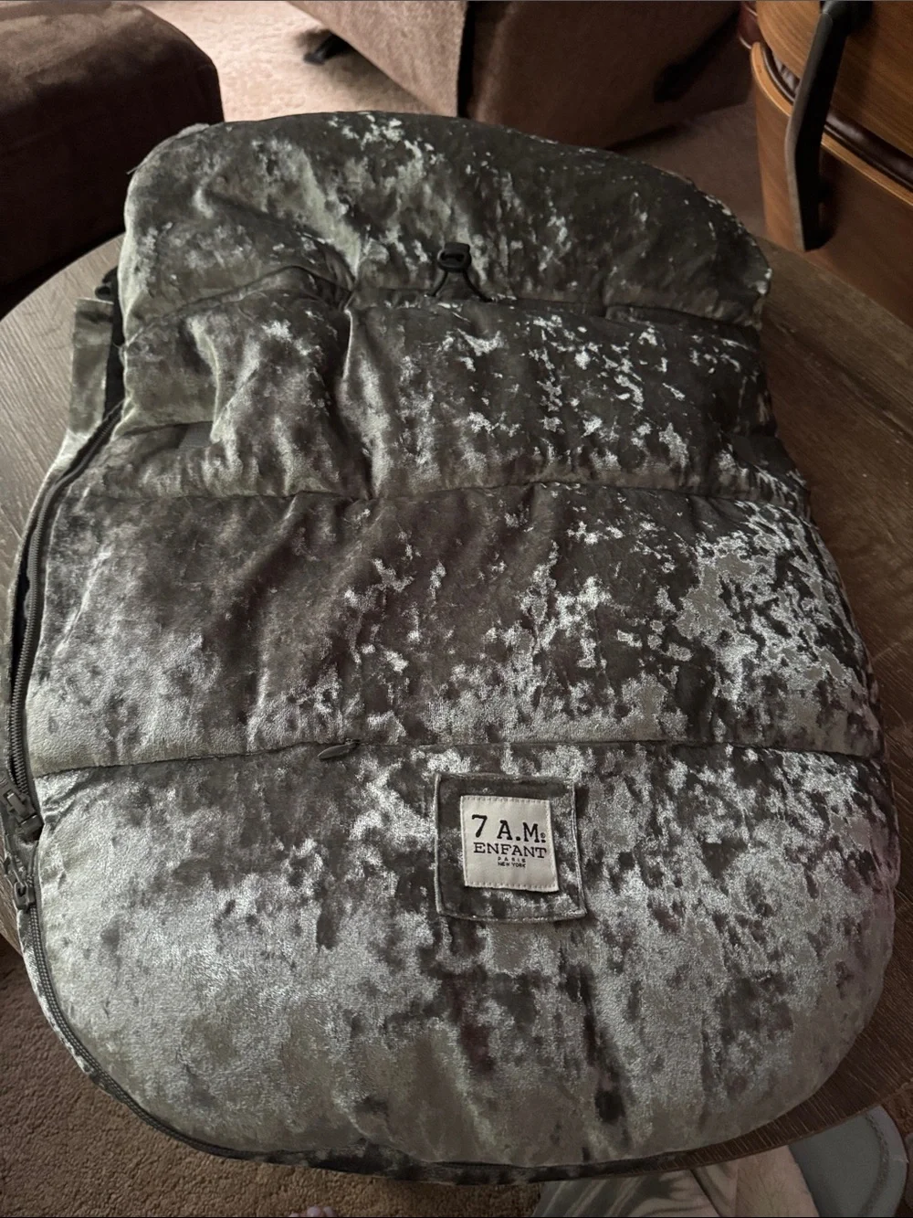 Velvet-Effect Silver Infant Footmuff